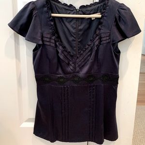 Silk Navy Top